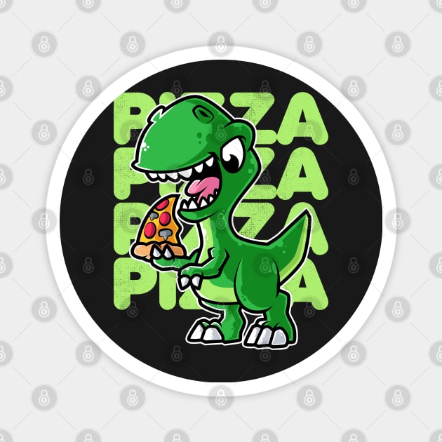 Dinosaur Tyrannosaurus Eating Pizza Lovers product Magnet by theodoros20
